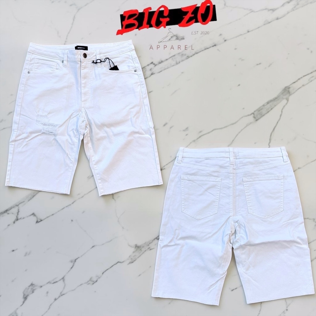 Slim Denim Cut Jeans Shorts - White