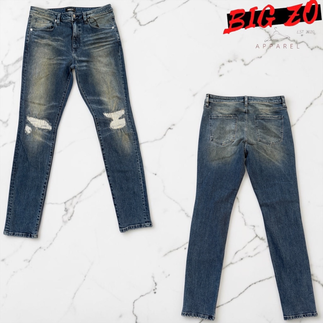Vintage Blue Ripped and Repaired Skinny Jeans