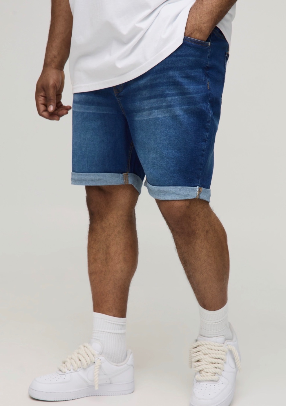 Denim Stretch Jeans Shorts - Blue