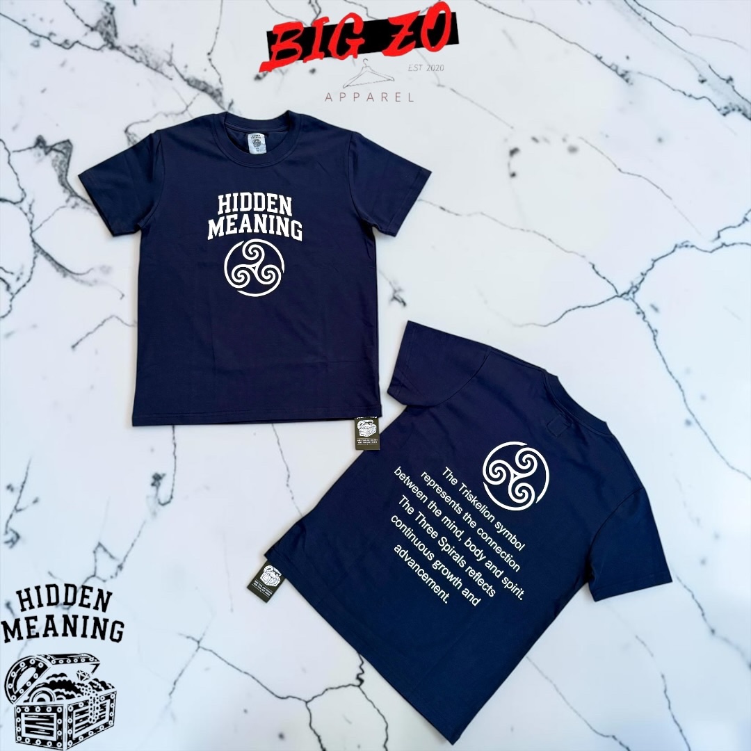 Hidden Meaning Triskelion T-shirt - Navy