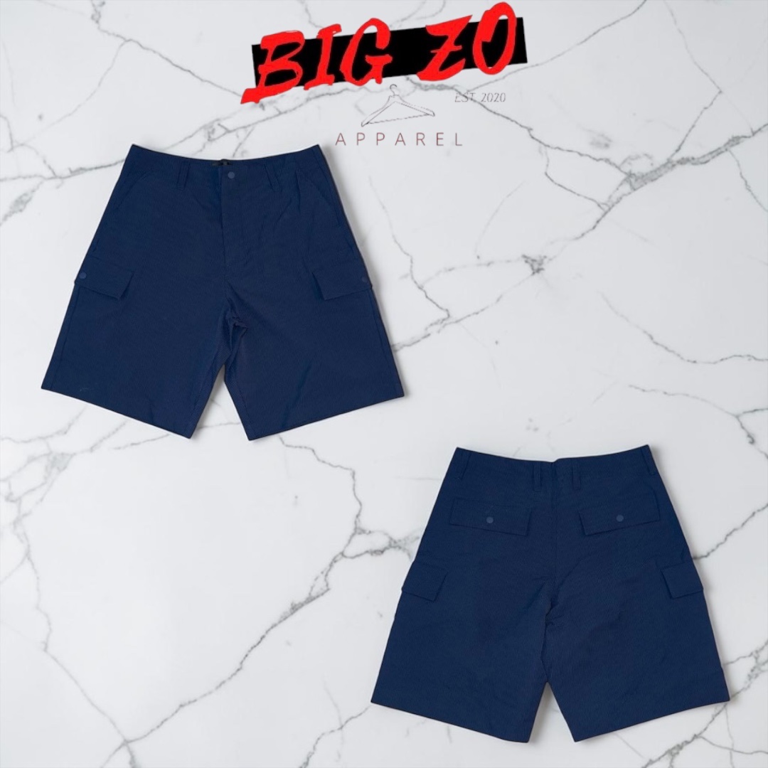 Smooth SeerSucker Cargo Shorts - Navy
