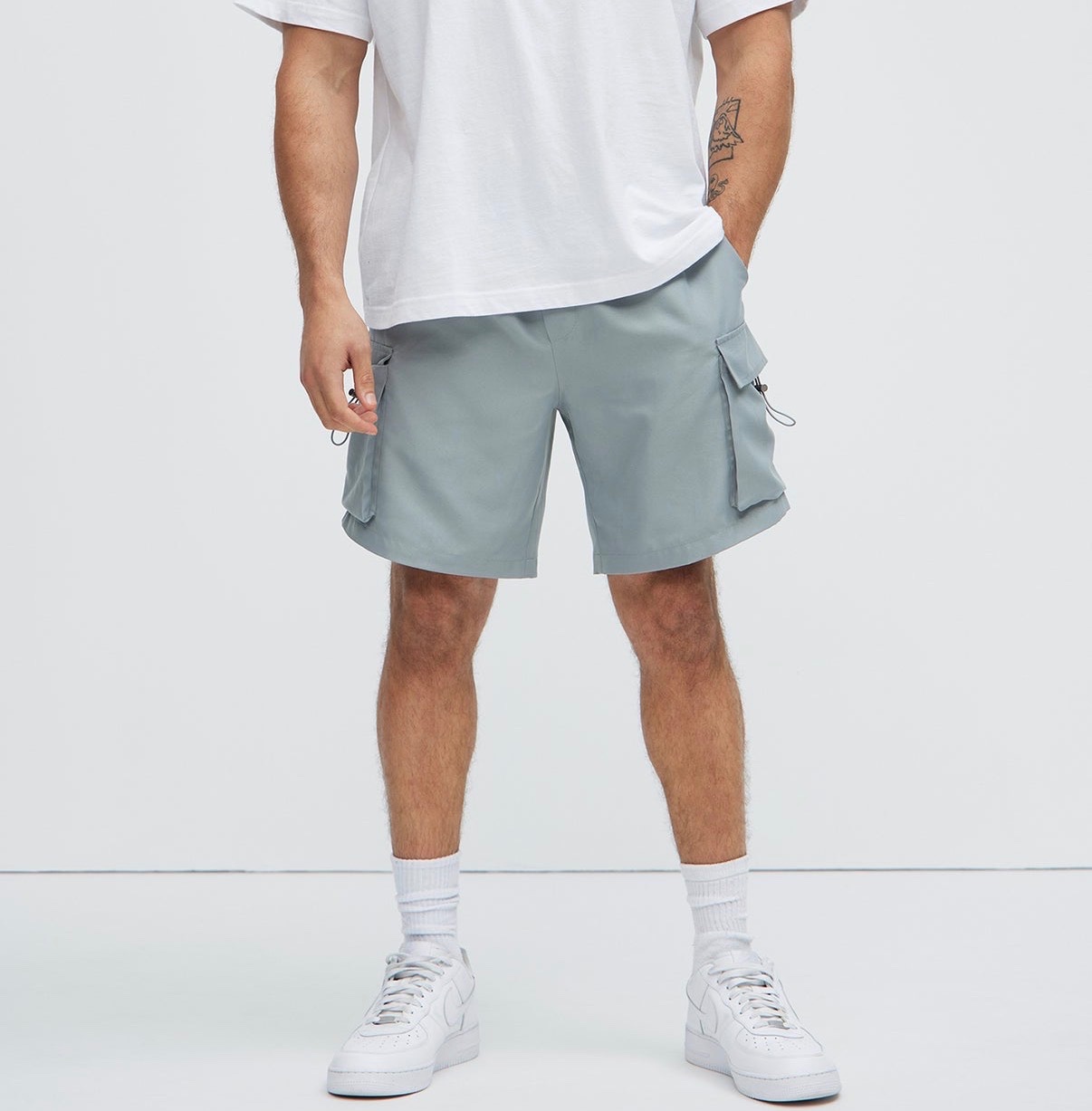 Nylon Cargo Shorts - Grey
