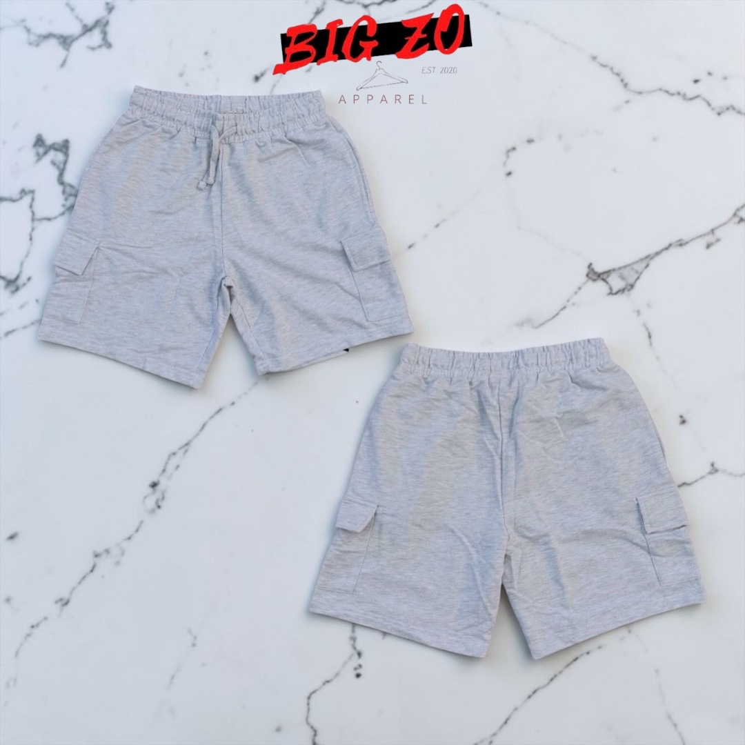 Lightweight Basic Relaxed Fit Mid Length Cargo Shorts - Grey