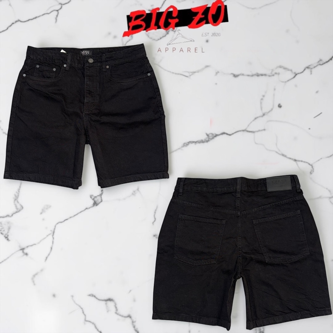 Relaxed Rigid Denim Shorts - Black